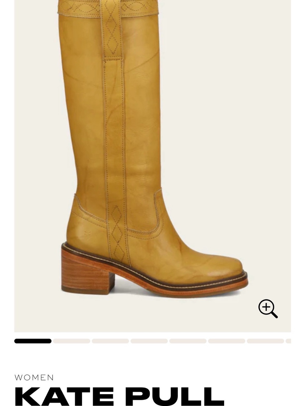 (Wide calf )Frye Tall Mustard Leather Pull-On Heeled Boot